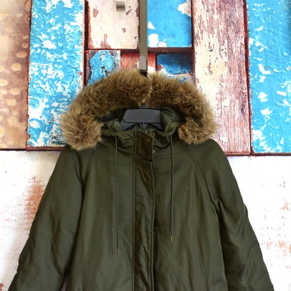 Unisex Old Navy Parka Utility Coat Faux Fur Prepper XSmall Crocodile Tears - Picture 2 of 11